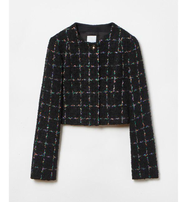 LOULOU WILLOUGHBY「【LOULOU WILLOUGHBY】CAMPOREラメツイードジャケット」|ノーカラージャケット|