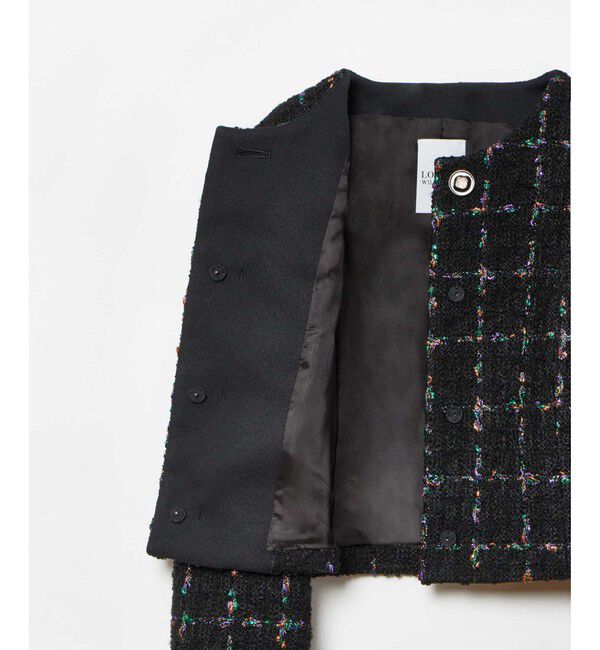 LOULOU WILLOUGHBY「【LOULOU WILLOUGHBY】CAMPOREラメツイードジャケット」|ノーカラージャケット|