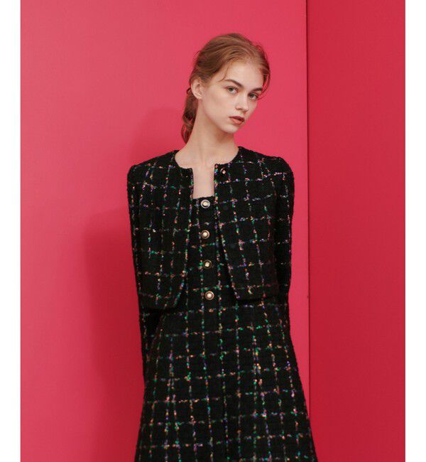 LOULOU WILLOUGHBY「【LOULOU WILLOUGHBY】CAMPOREラメツイードジャケット」|ノーカラージャケット|