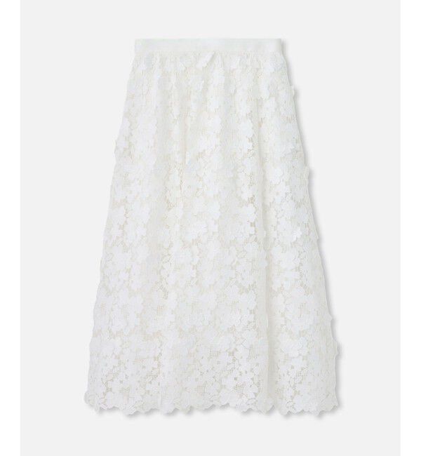 LOULOU WILLOUGHBY「【LOULOU WILLOUGHBY】ケミカルフラワーレーススカート」|フレア|