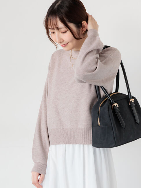 Te chichi TERRASSE「もちもちミラノリブクロップドクルーネックニット」|ニット・セーター|ベージュ