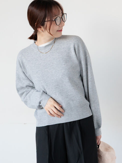 Te chichi TERRASSE「もちもちミラノリブクロップドクルーネックニット」|ニット・セーター|グレー