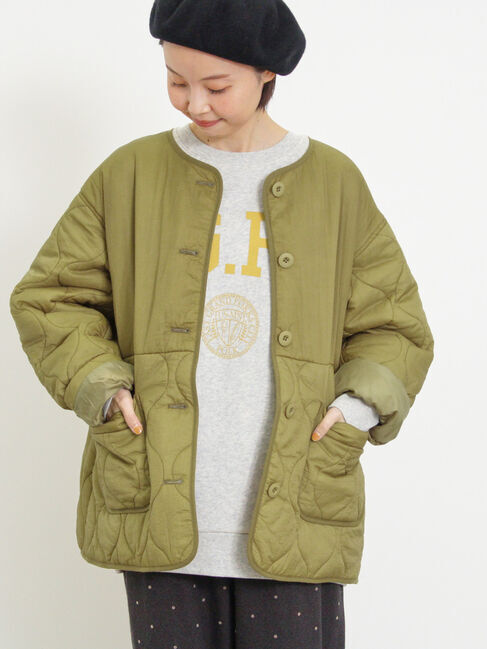 Samansa Mos2「ライトキルティング切替ブルゾン」|ブルゾン・スタジャン|カーキ