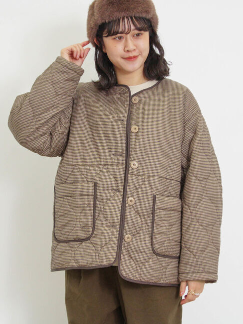 Samansa Mos2「ライトキルティング切替ブルゾン」|ブルゾン・スタジャン|モカ