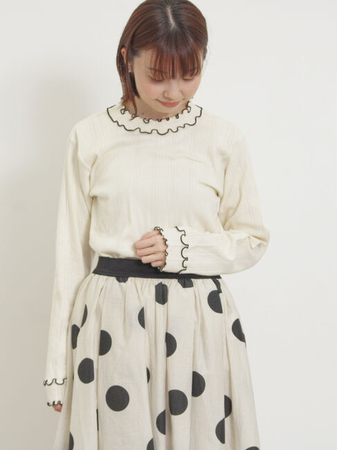 Samansa Mos2「パターンメッシュ配色メロウハイネックカットソー」|Tシャツ・カットソー|キナリ