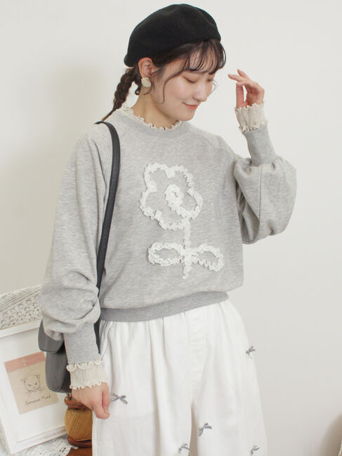 Samansa Mos2「パターンメッシュ配色メロウハイネックカットソー」|Tシャツ・カットソー|