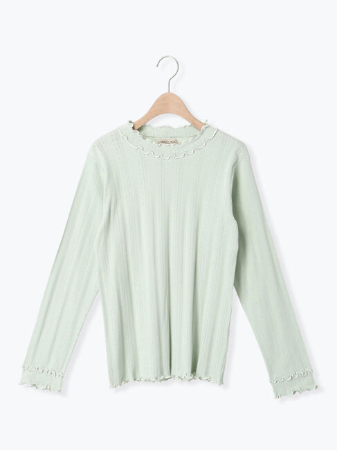 Samansa Mos2「パターンメッシュ配色メロウハイネックカットソー」|Tシャツ・カットソー|