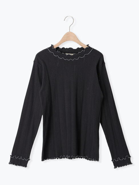 Samansa Mos2「パターンメッシュ配色メロウハイネックカットソー」|Tシャツ・カットソー|