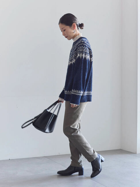 Samansa Mos2 blue「裏起毛ストレッチパンツ」|その他|