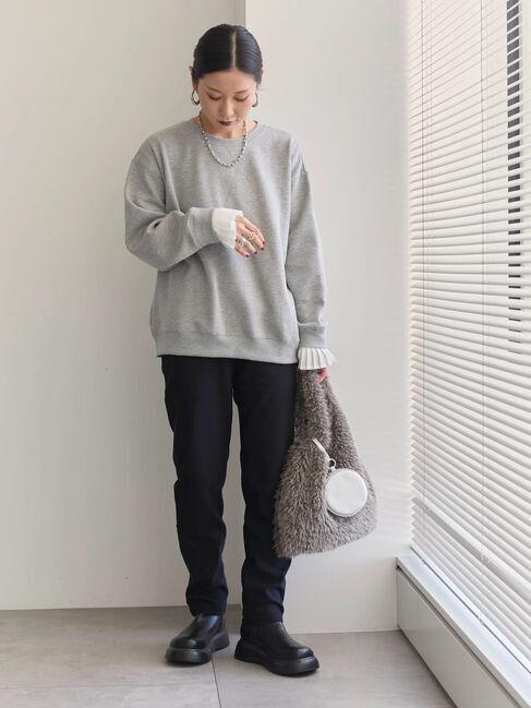 Samansa Mos2 blue「裏起毛ストレッチパンツ」|その他|