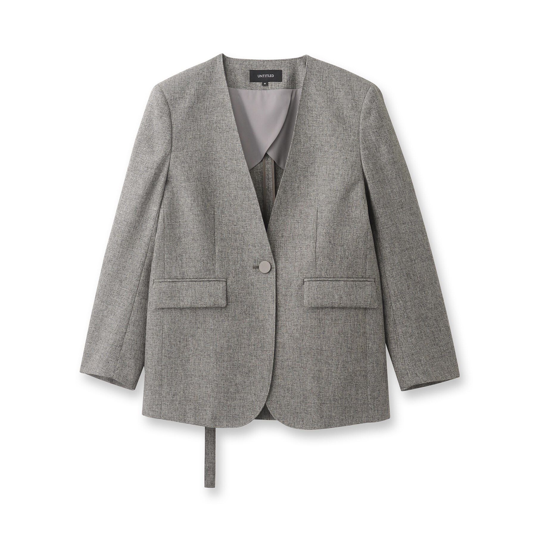 UNTITLED「【ツイードライク/セットアップ可】 メランジカラーレスジャケット」|ノーカラージャケット|