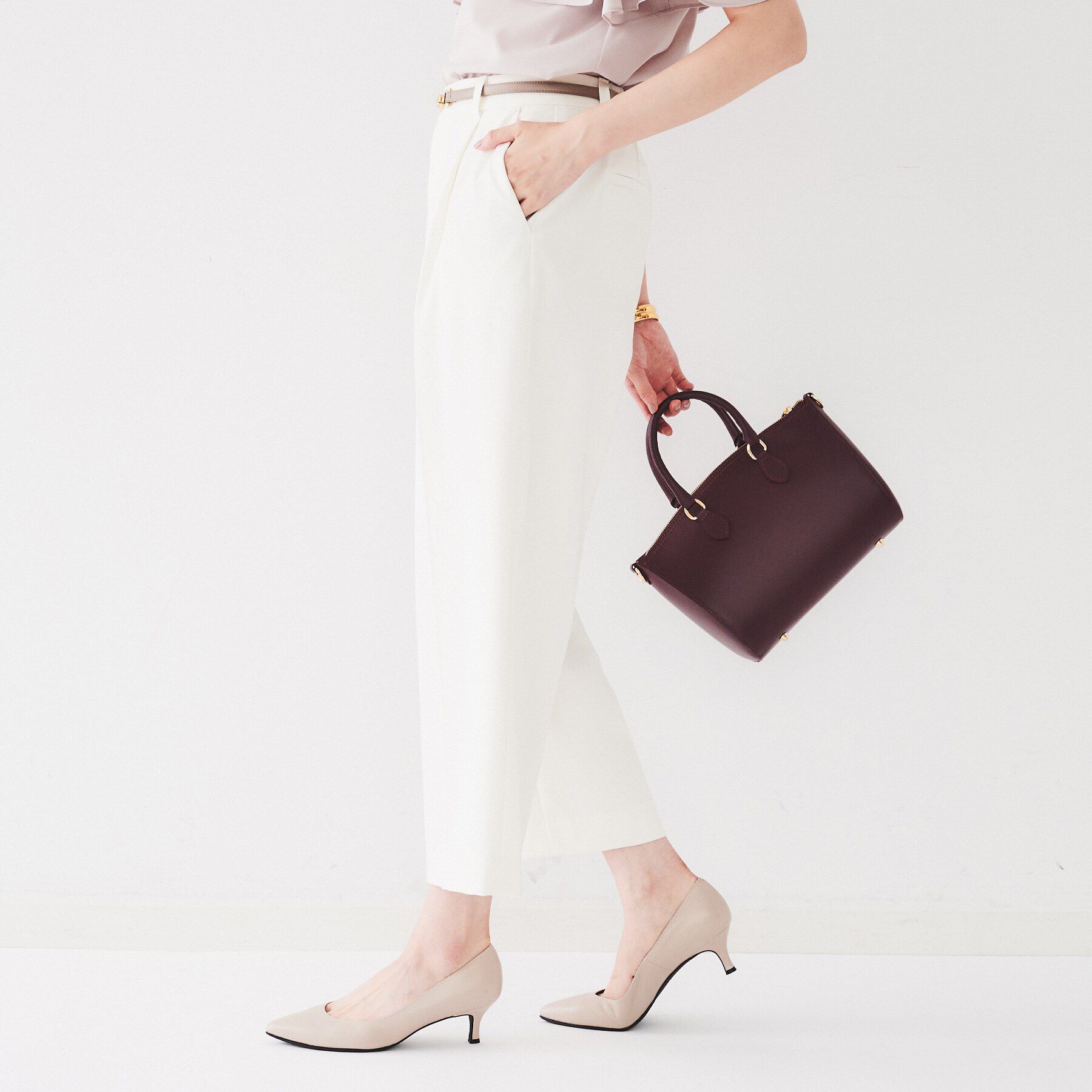 UNTITLED「【ストレッチ/後ろウエストゴム】タックワイドパンツ」|その他|