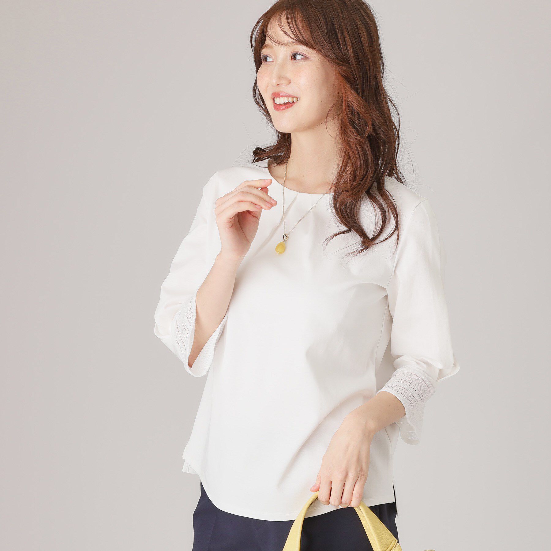 COUP DE CHANCE「【洗える／日本製／きれいめジャージ素材】レース使いプルオーバー」|シャツ・ブラウス|