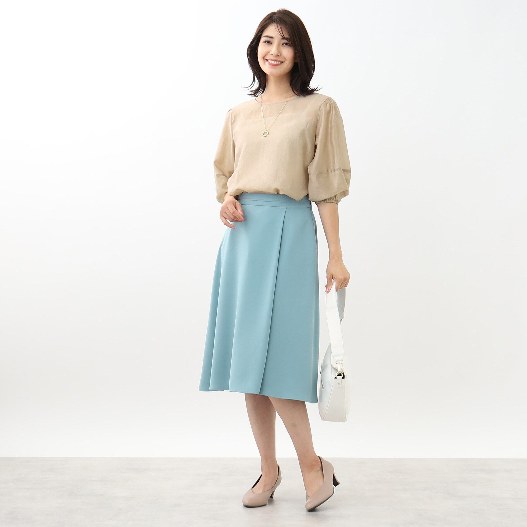 Reflect「【SALE／接触冷感／洗える】パフスリーブシアーブラウス」|シャツ・ブラウス|