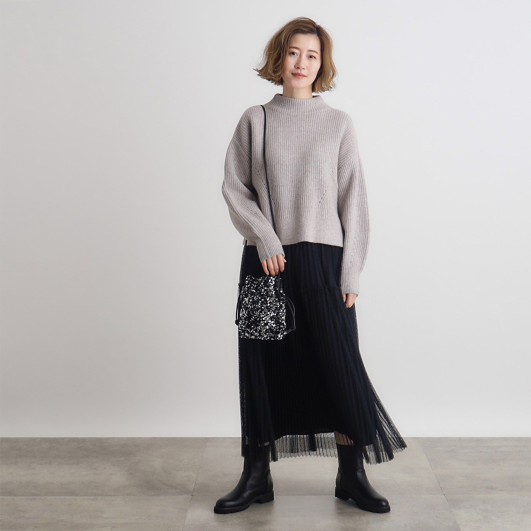 grove「【雑誌掲載】洗えるミルドライクウール混畔ボトルネックニット」|ニット・セーター|