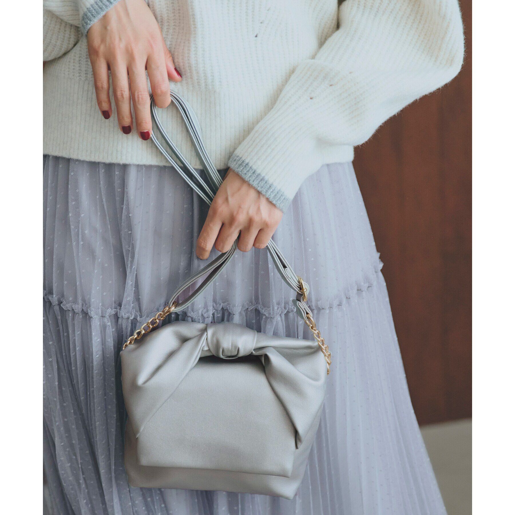 grove「【雑誌掲載】リボンハンドルショルダー」|ショルダー・メッセンジャー|シルバー(006)