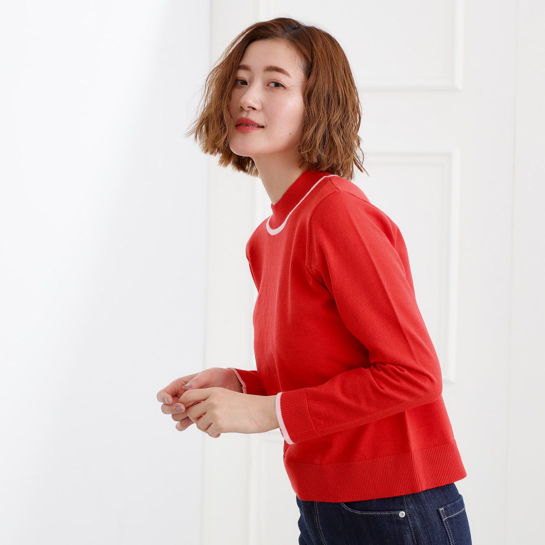 grove「バイカラーハイネックニット」|ニット・セーター|