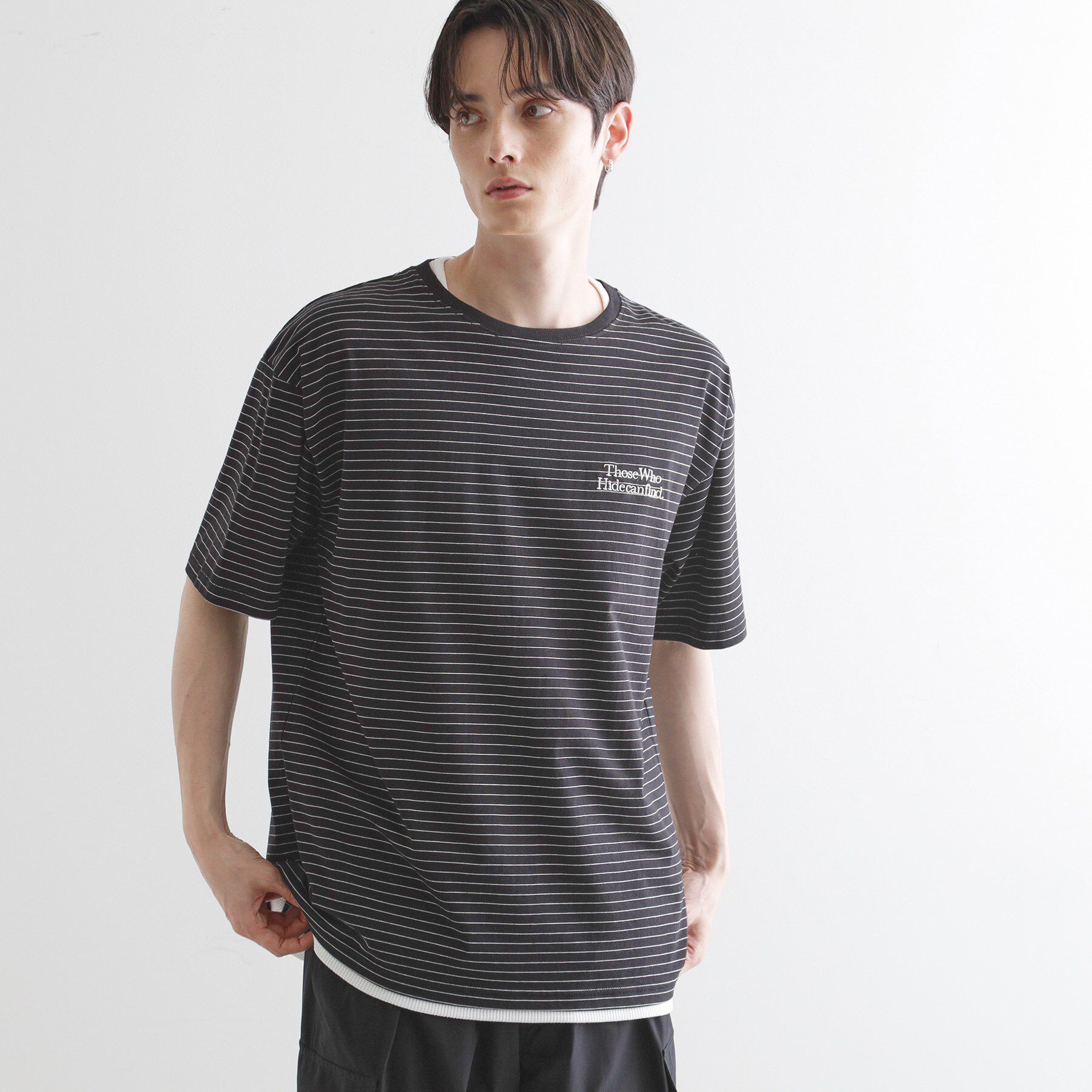 tk.TAKEO KIKUCHI「マイクロボーダーフェイクTシャツ」|Tシャツ・カットソー|