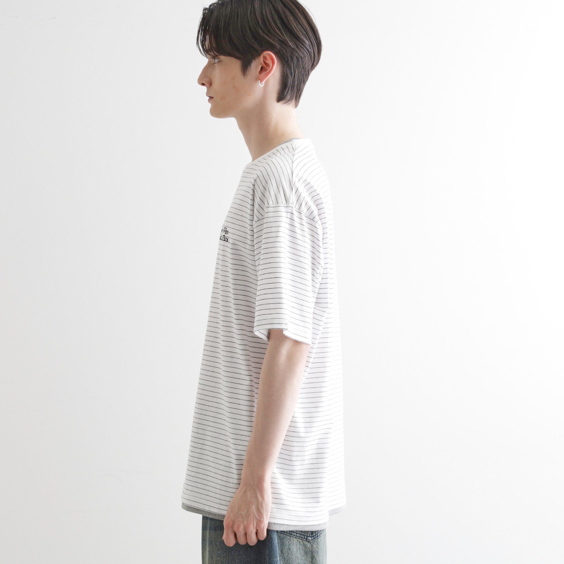 tk.TAKEO KIKUCHI「マイクロボーダーフェイクTシャツ」|Tシャツ・カットソー|