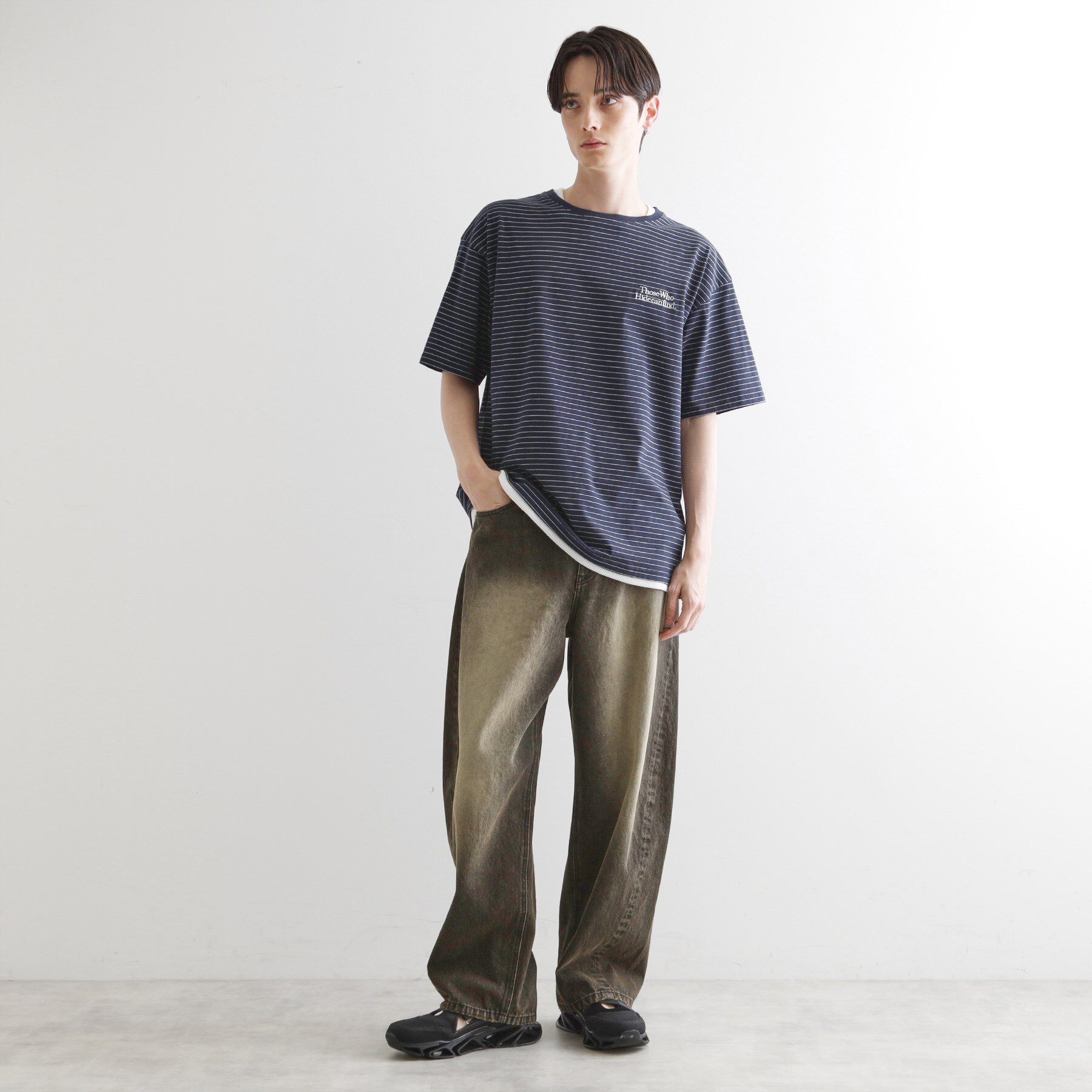 tk.TAKEO KIKUCHI「マイクロボーダーフェイクTシャツ」|Tシャツ・カットソー|