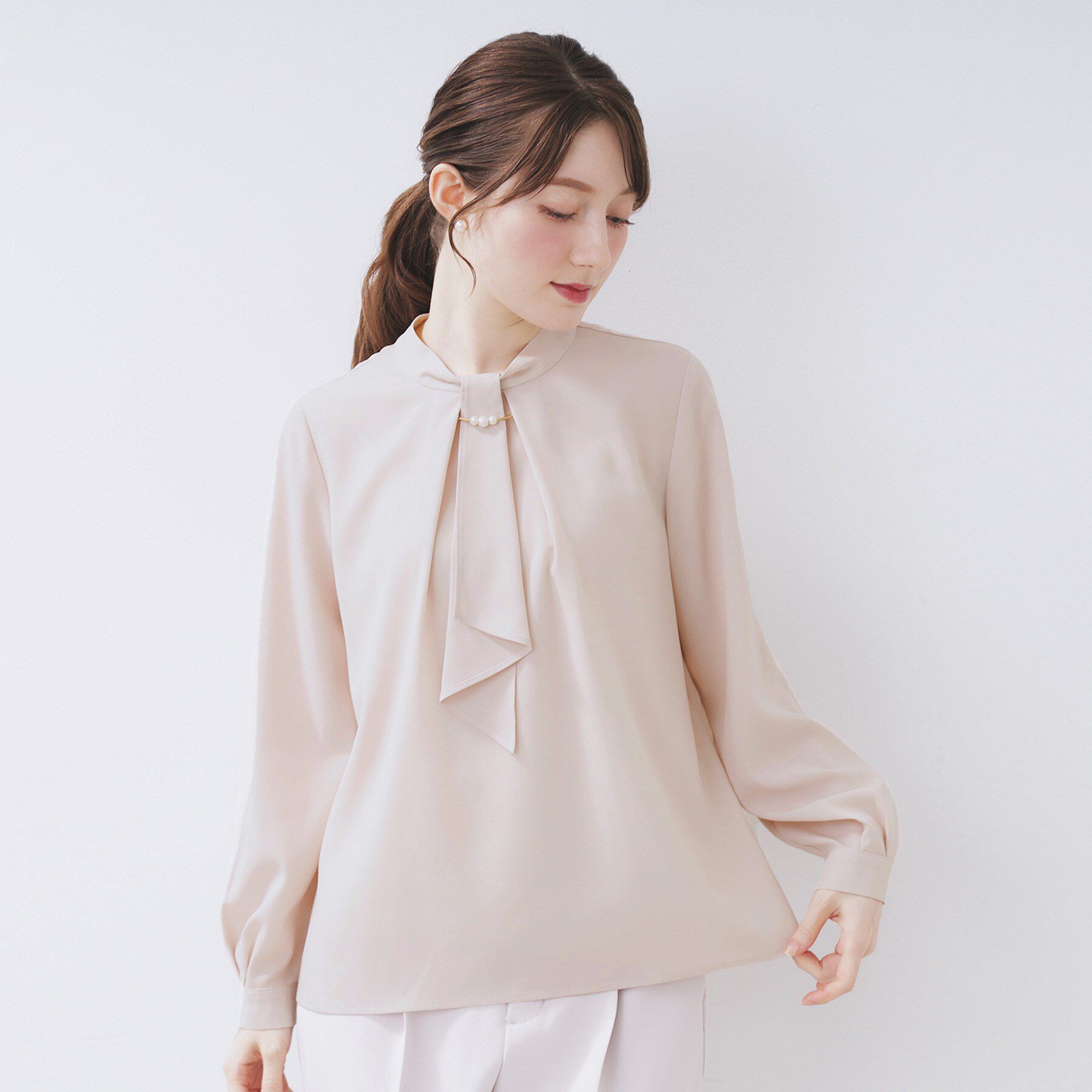 index「ボウタイタックブラウス【洗濯機OK/防シワ】《XS～3L》」|シャツ・ブラウス|