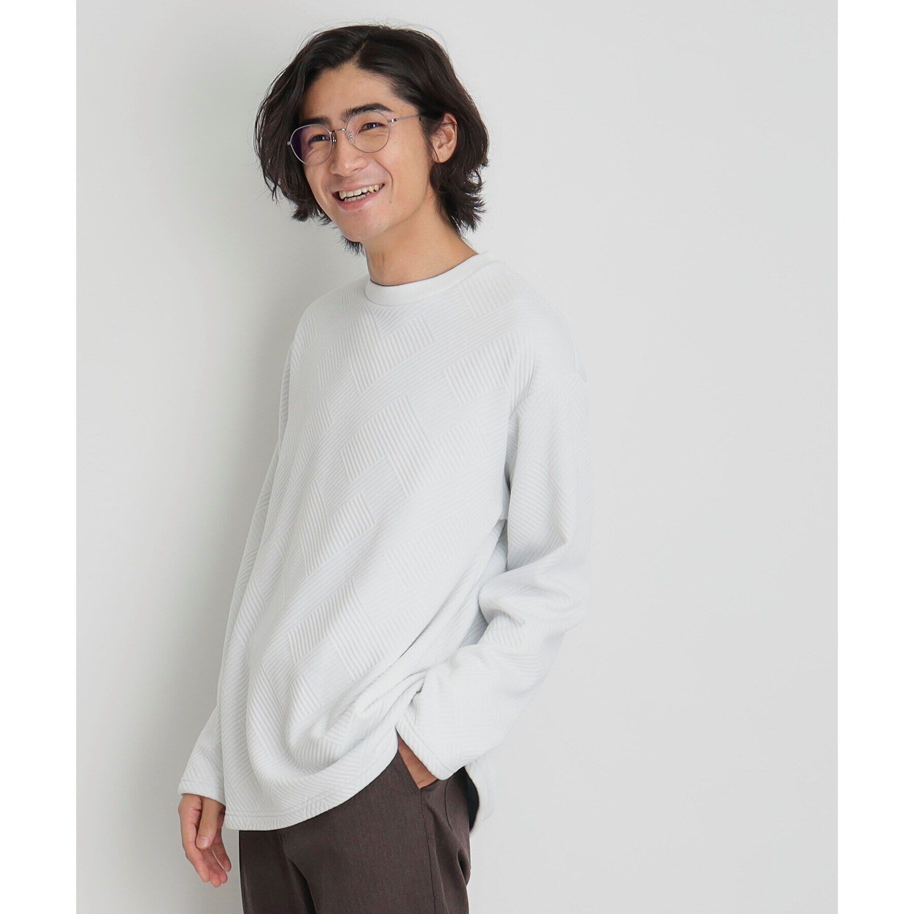 THE SHOP TK「ふくれキルティングフリースプルオーバー」|Tシャツ・カットソー|オフホワイト(003