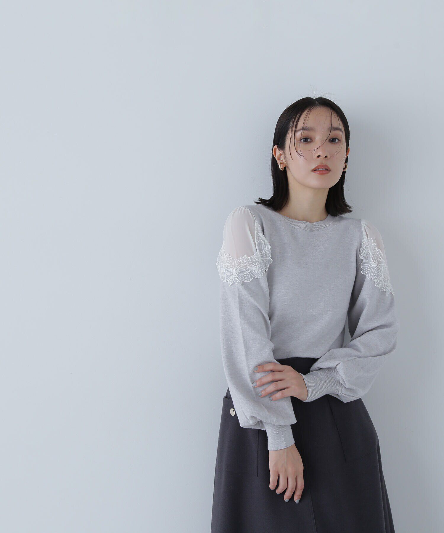  「フラワーレーストリミングニット」|ニット・セーター|