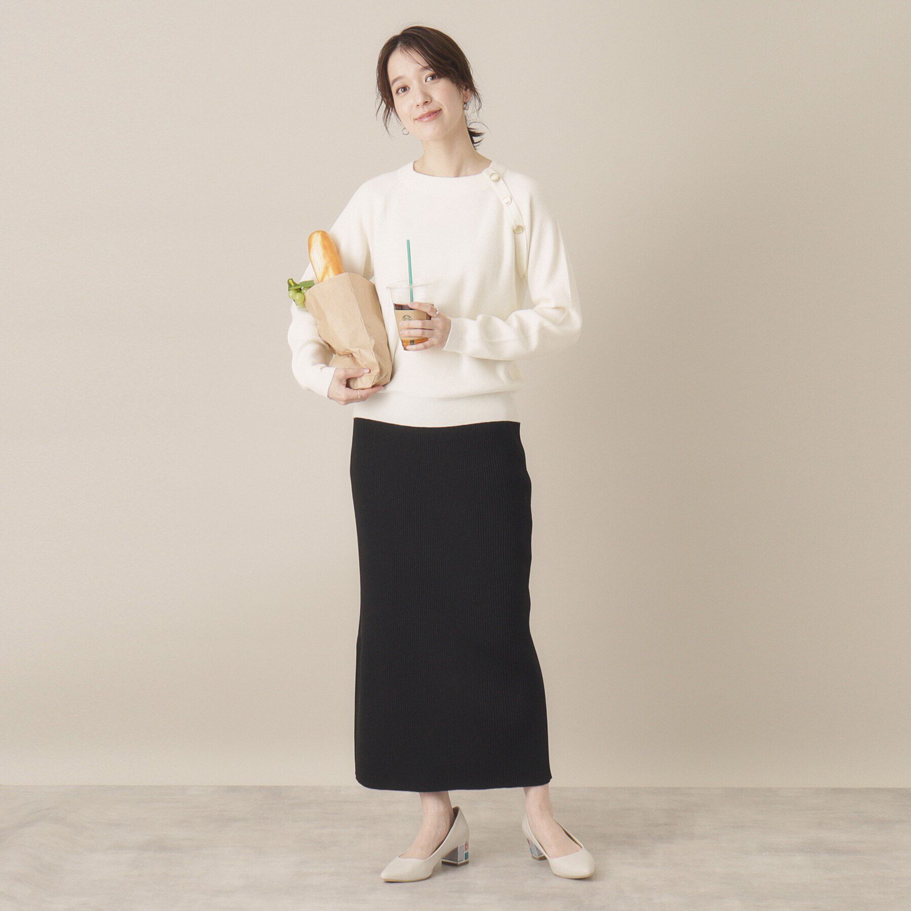 ITS&rsquo;DEMO「【手洗い可】肩ボタン畦ニット」|ニット・セーター|