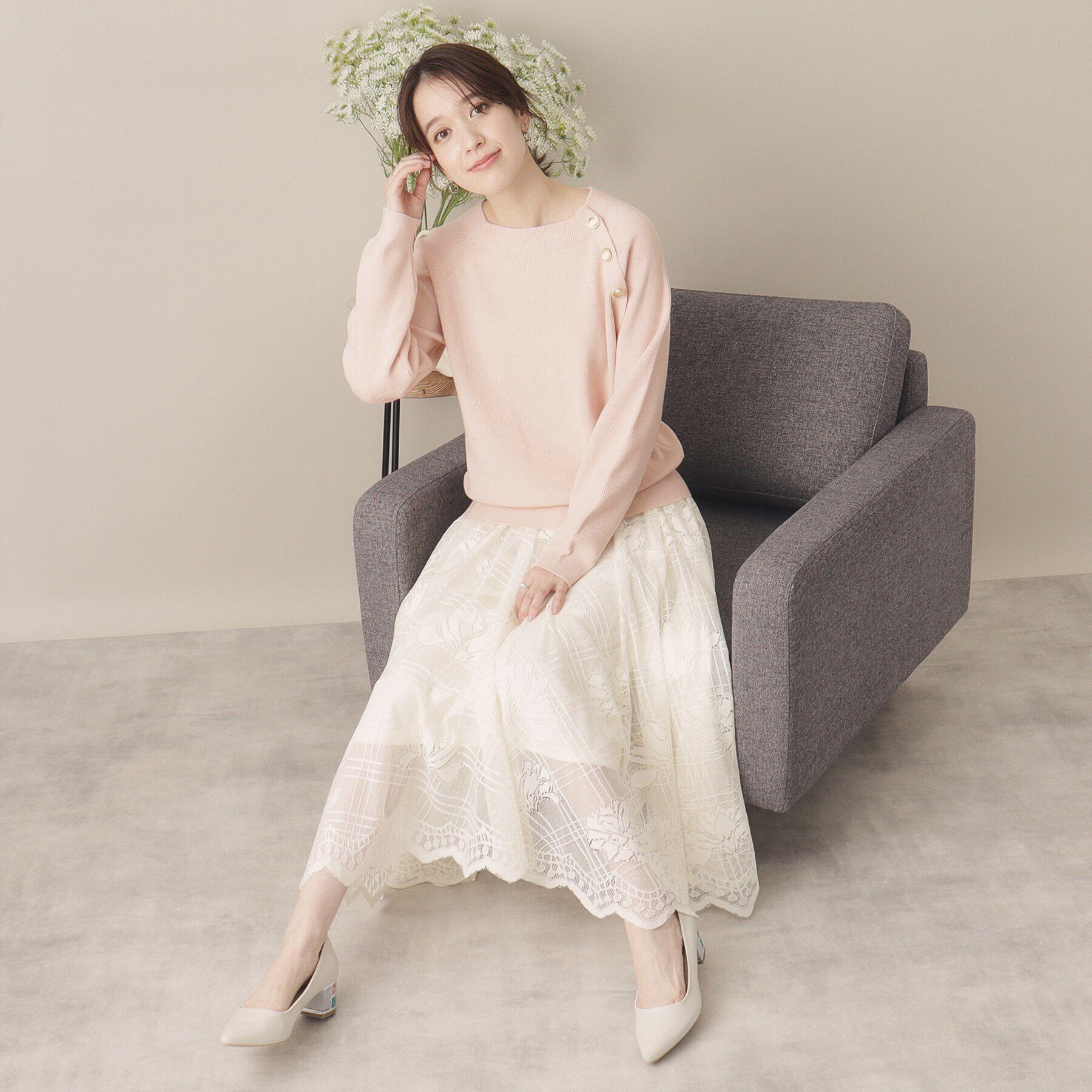 ITS&rsquo;DEMO「【手洗い可】肩ボタン畦ニット」|ニット・セーター|