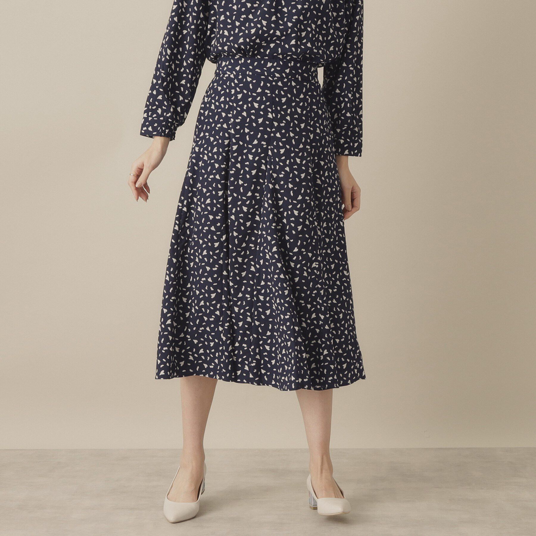 ITS&rsquo;DEMO「【手洗い可／セットアップ可／ウエストゴム】ハートプリントスカート」|スカート|