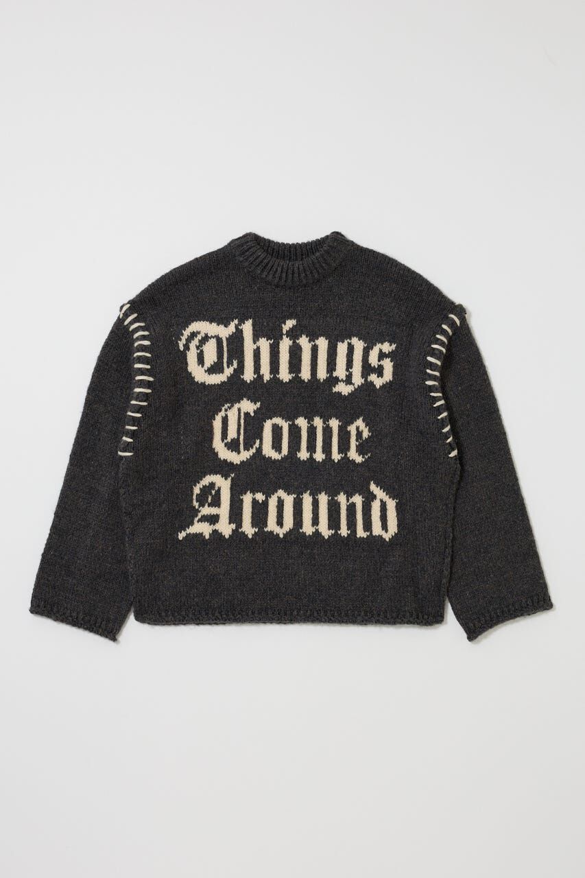 MOUSSY「JACQUARD WORD セーター」|ニット・セーター|L/BLK1