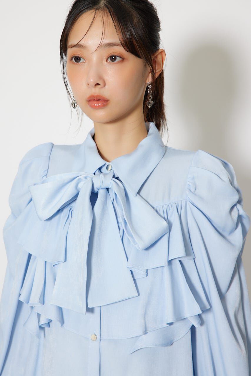 rienda「BIGリボンダンガリーパターンブラウス」|シャツ・ブラウス|