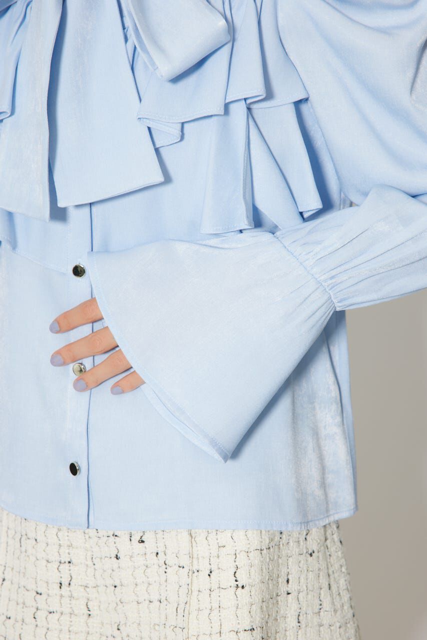 rienda「BIGリボンダンガリーパターンブラウス」|シャツ・ブラウス|