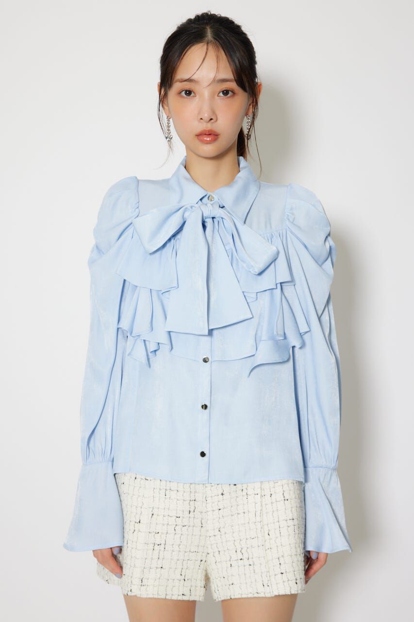 rienda「BIGリボンダンガリーパターンブラウス」|シャツ・ブラウス|