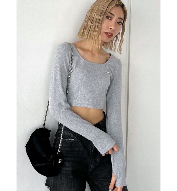 EMODA「プレートクロップトップ」|Tシャツ・カットソー|グレー