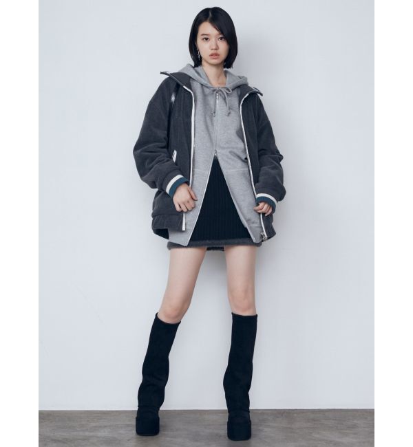 EMODA「リブカラーフリースブルゾン」|ブルゾン・スタジャン|