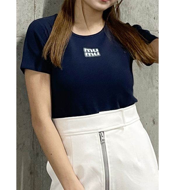 MURUA「ロゴクロップトTシャツ」|Tシャツ・カットソー|ネイビー
