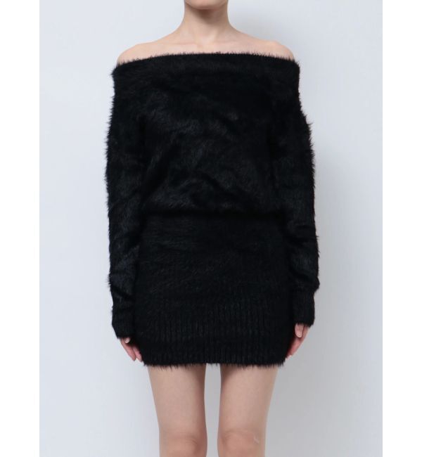 GYDA「オフショルデザインシャギーニットワンピース」|ワンピース|