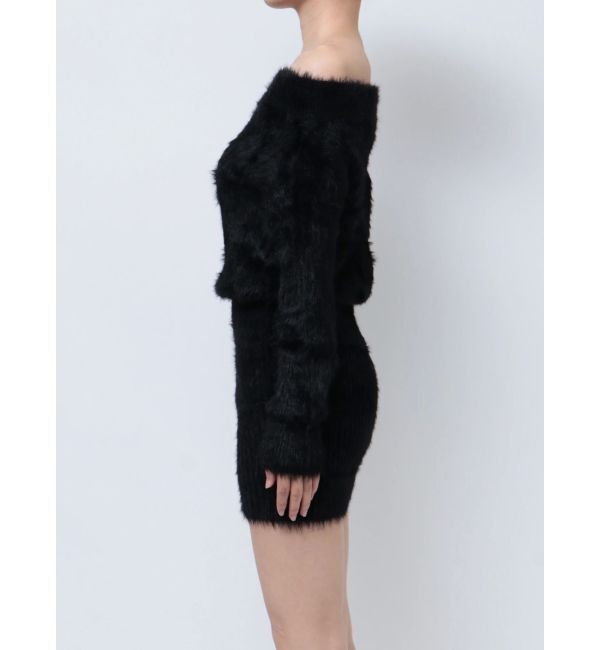 GYDA「オフショルデザインシャギーニットワンピース」|ワンピース|