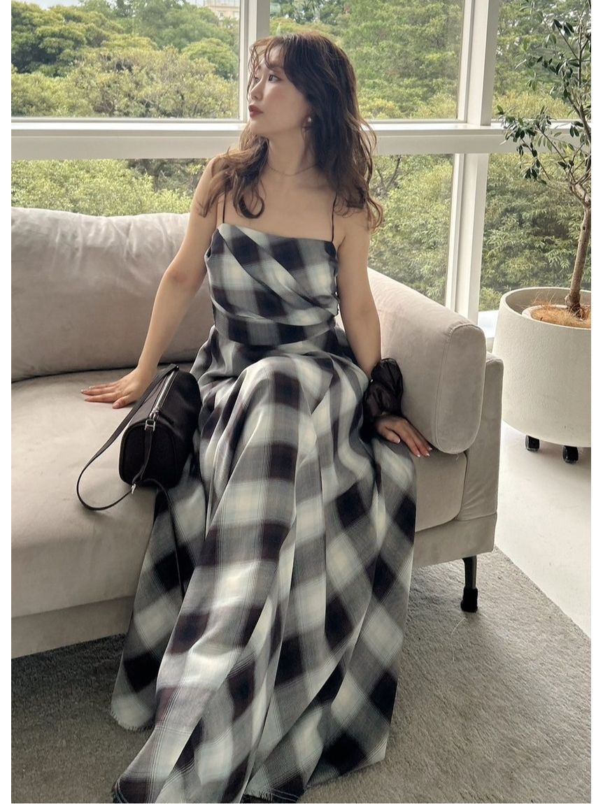FRAY I.D「オンブレチェックアシメヘムキャミドレス」|ドレス|
