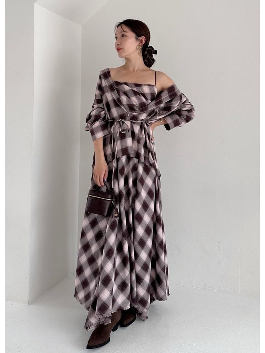 FRAY I.D「オンブレチェックアシメヘムキャミドレス」|ドレス|
