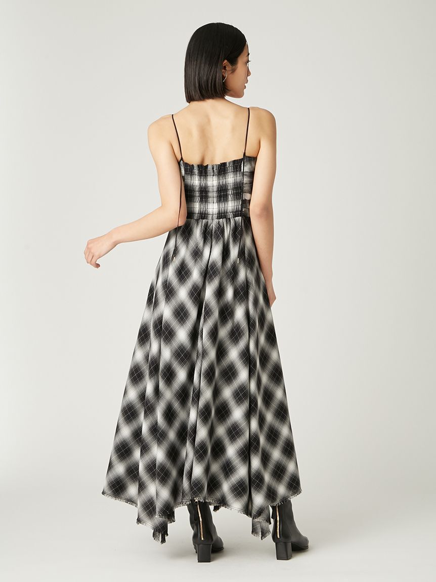FRAY I.D「オンブレチェックアシメヘムキャミドレス」|ドレス|