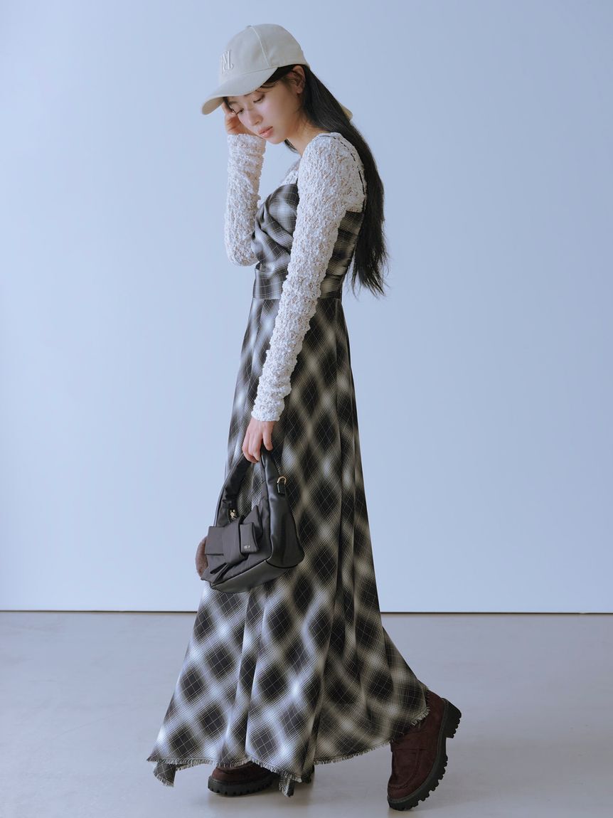 FRAY I.D「オンブレチェックアシメヘムキャミドレス」|ドレス|