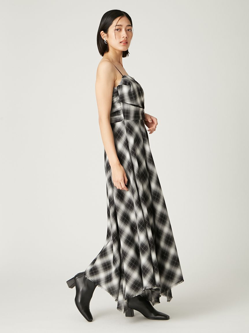 FRAY I.D「オンブレチェックアシメヘムキャミドレス」|ドレス|