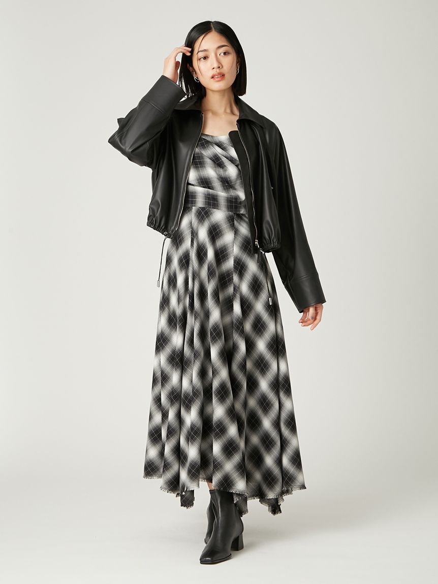 FRAY I.D「オンブレチェックアシメヘムキャミドレス」|ドレス|
