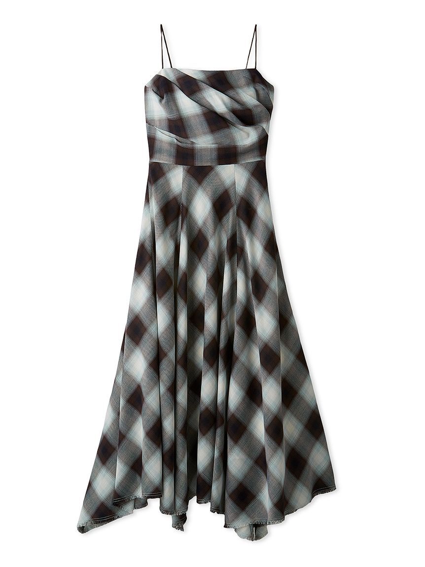 FRAY I.D「オンブレチェックアシメヘムキャミドレス」|ドレス|