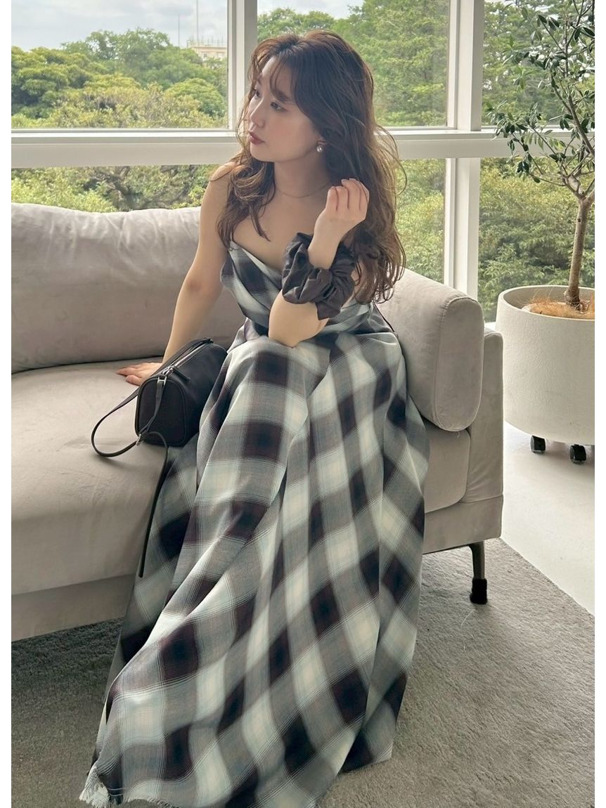 FRAY I.D「オンブレチェックアシメヘムキャミドレス」|ドレス|