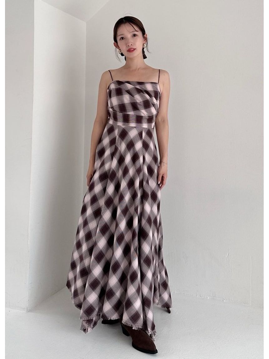 FRAY I.D「オンブレチェックアシメヘムキャミドレス」|ドレス|PNK