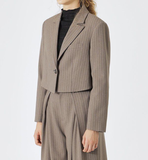  「ストライプクロップドジャケット」|テーラードジャケット|