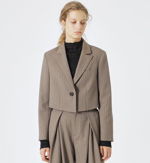  「ストライプクロップドジャケット」|テーラードジャケット|